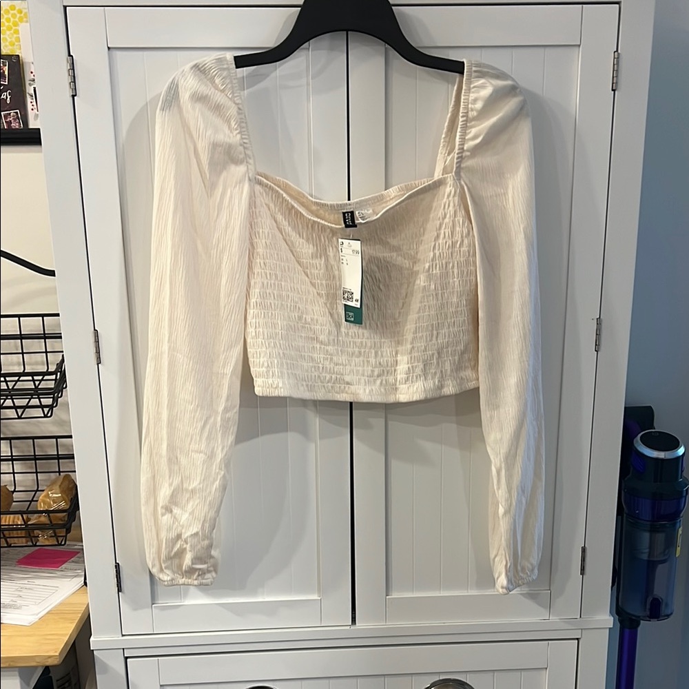 Divided Cream Textured Long Sleeve Blouse